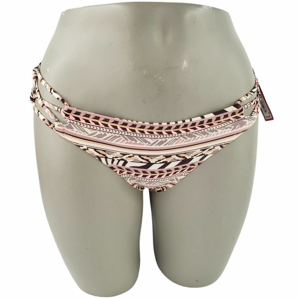 Beige Hipster Bikini Swim Bottom Juniors 3/5 Womens 0/2 Strappy Sides